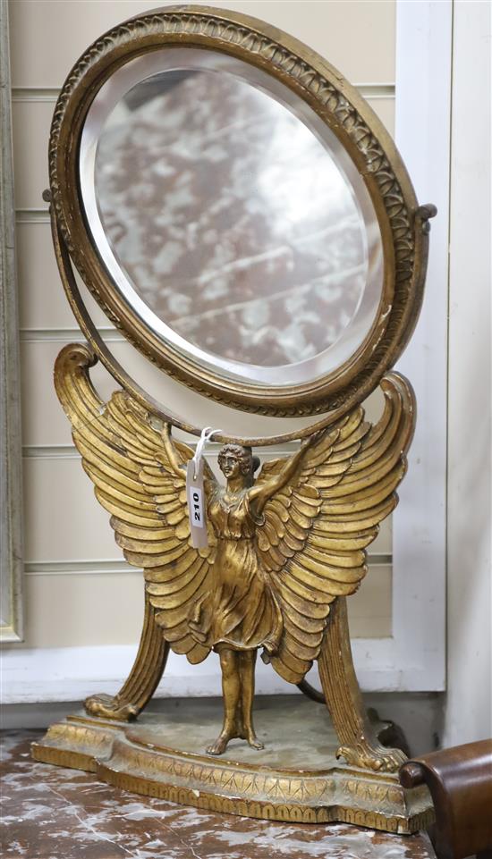 A gilt framed angel toilet mirror H.63cm